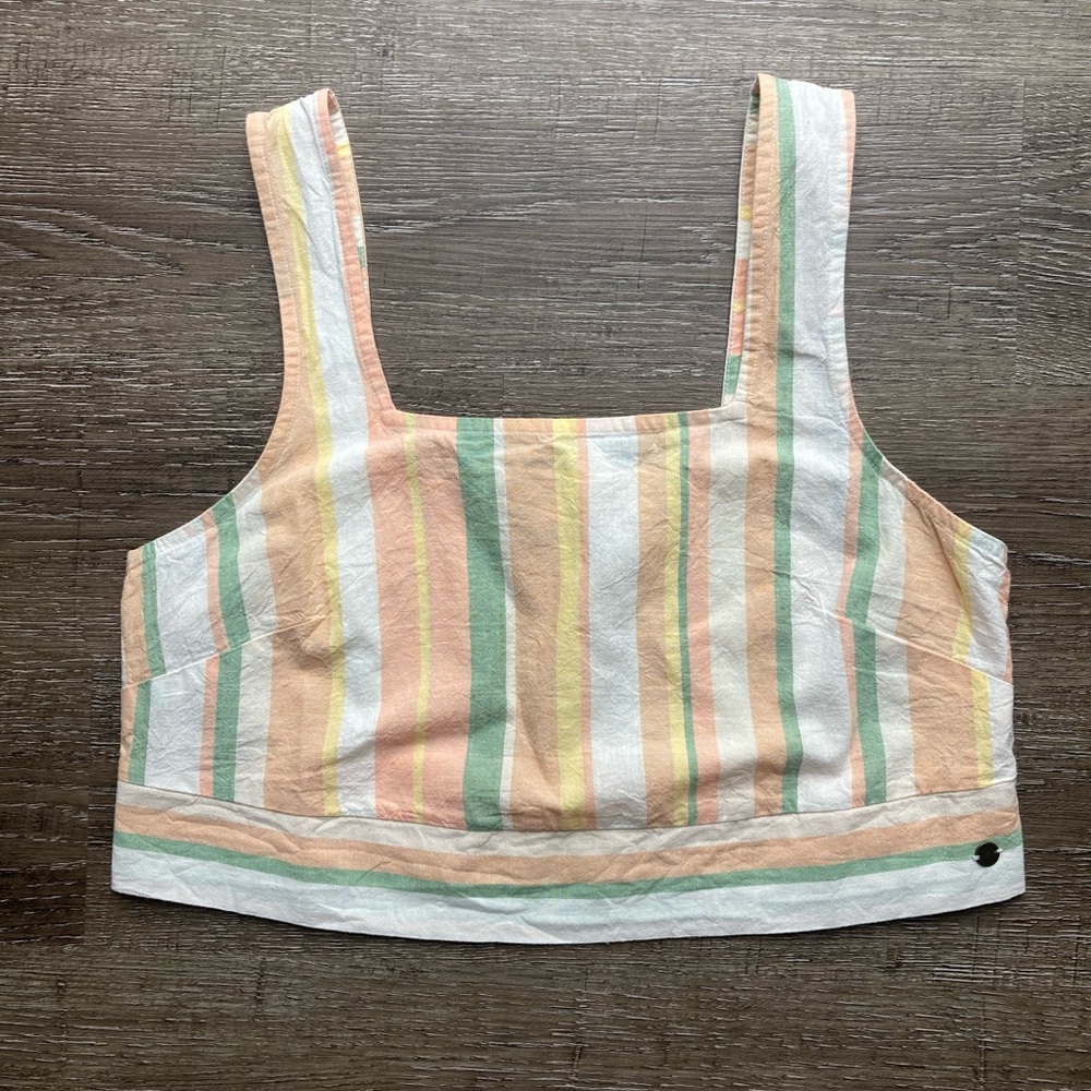 Roxy Striped Orange Crop Top Size Medium